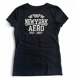 Aeropostale Black Tee with White New York Aero Graphic